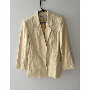 Vtg Adolfo Studio Blazer Size 10 Blazer Academia Linen Cotton Lined Crea…